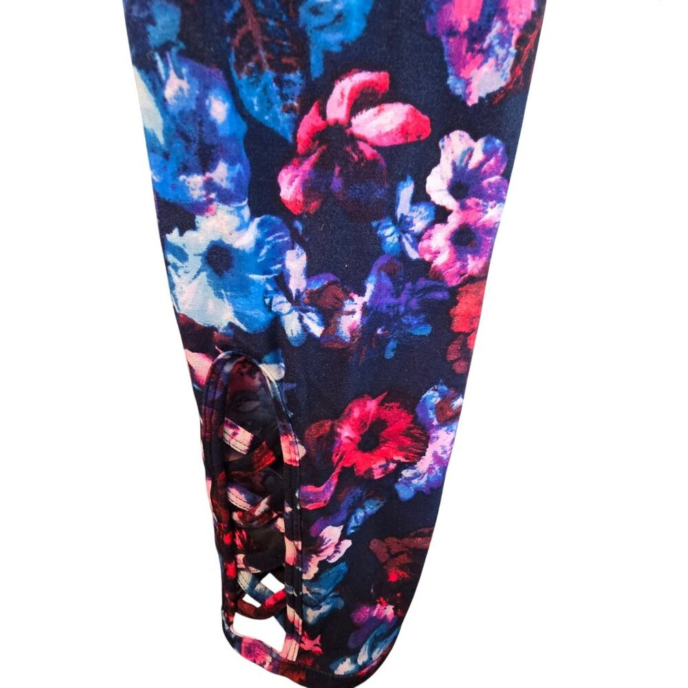 Womens Multi-Color Floral Leggings With Cut-Out Ankle Detail XXL (19) JJ4233 - Picture 3 of 8